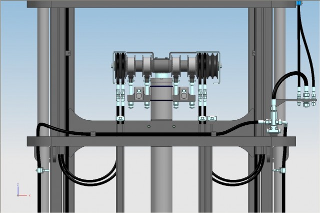 Fixed overlapped masts with chain break detection system