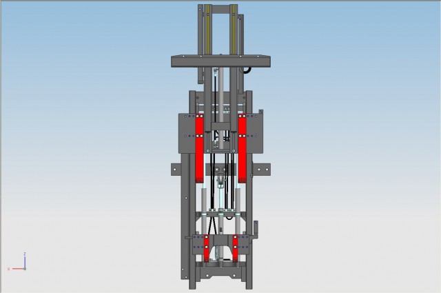 Mast with two carriages and load stabilizer 